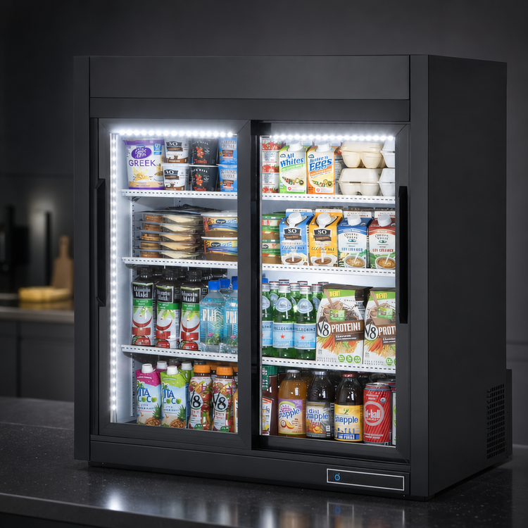 Product image #4 for True 36-Inch Countertop Refrigerated Merchandiser with 2 Sliding Glass Doors and 3 Shelves