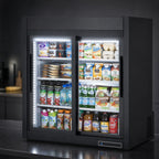 Thumbnail image #4 for True Mfg. - General Foodservice GDM-09-SQ-HC-LD 36-Inch Countertop Refrigerated Merchandiser, 2 Sliding Glass Doors, 3 Shelves, Black