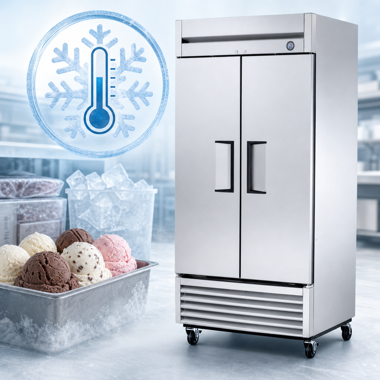 Product image #4 for True T-35F-HC Two-Section Reach-In Freezer with Solid Swing Doors, -10°F, Self-Contained Bottom-Mounted