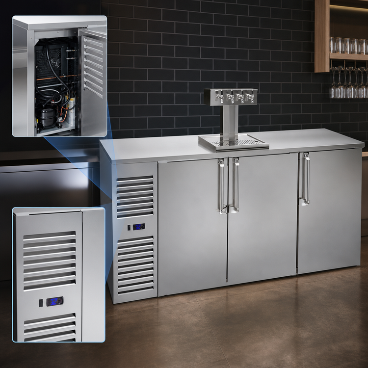 Product image #4 for Krowne DB84 84-Inch Three-Section Self-Contained Direct Draw Draft Beer Cooler