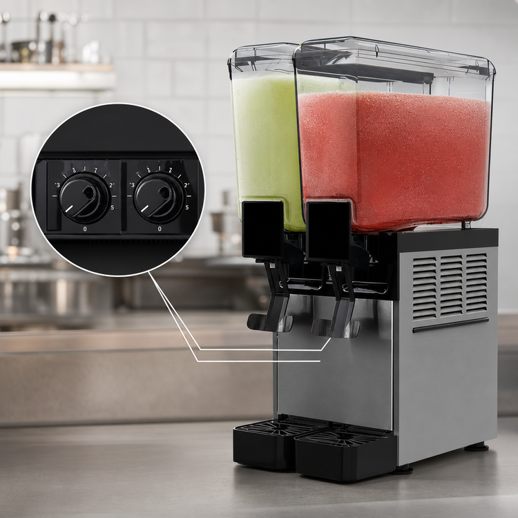Product image #4 for Vollrath Countertop Pre-Mix Refrigerated Beverage Dispenser, 2 Agitator Bowls, 2.11 Gallons Each