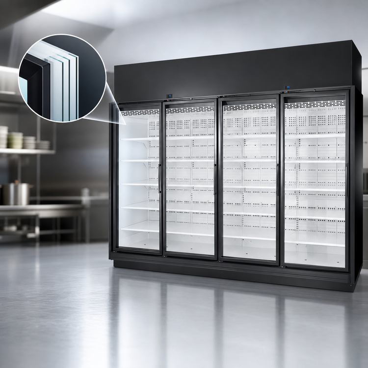 Product image #4 for True 4-Section Low-Temp Glass Door Freezer Merchandiser, Self-Contained, Black Exterior/White Interior