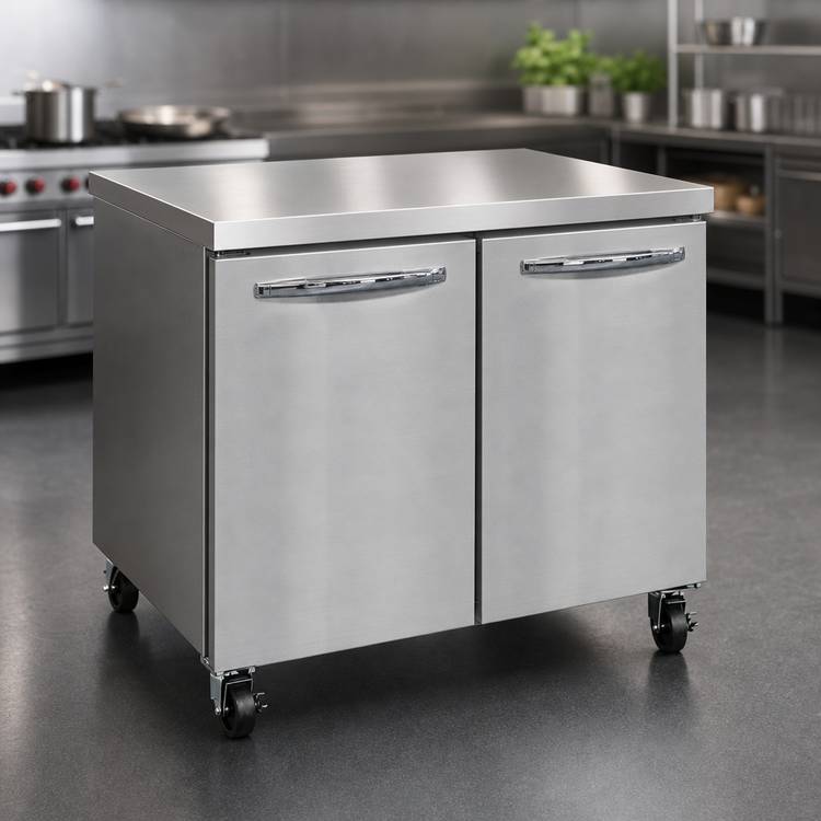 Product image #4 for Continental Refrigerator 36-Inch Two-Section Worktop Freezer with Stainless Steel Flat Top and Rear-Mounted Self-Contained Refrigeration