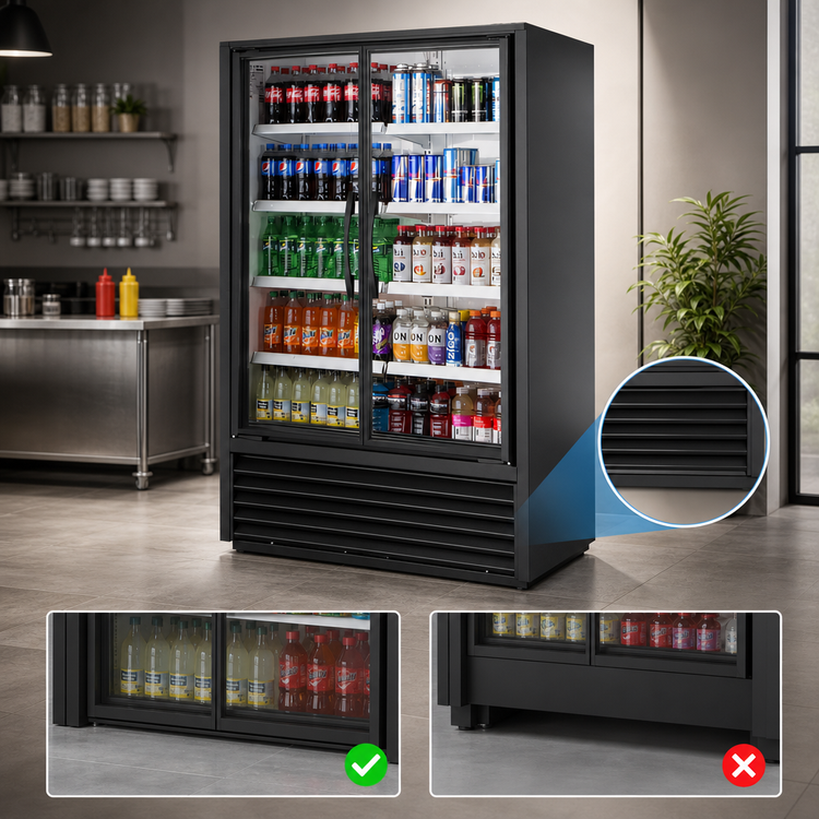 Product image #4 for True Slim Line Two-Section Glass Door Refrigerated Merchandiser, 47 1/8-Inch Wide, Black, Bottom Mounted