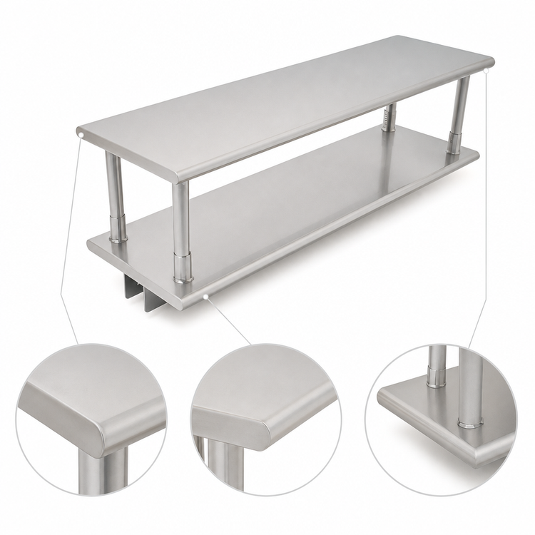 Product image #4 for Eagle Group 120-Inch x 18-Inch Stainless Steel Pass-Thru Shelf with Overshelf