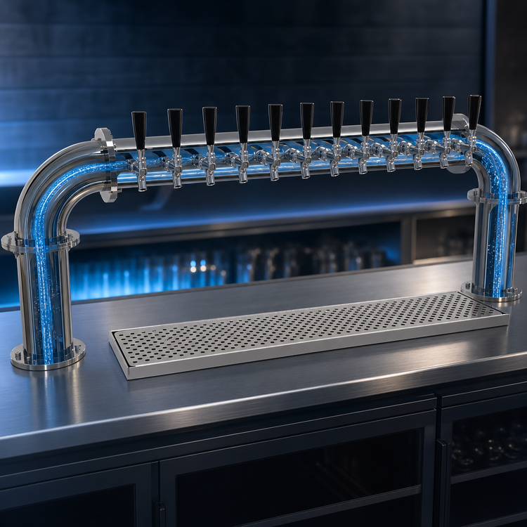 Product image #4 for Glastender 2-Column Countertop Pipe Pass-Thru Glycol-Cooled Draft Dispensing Tower with 12 Faucets