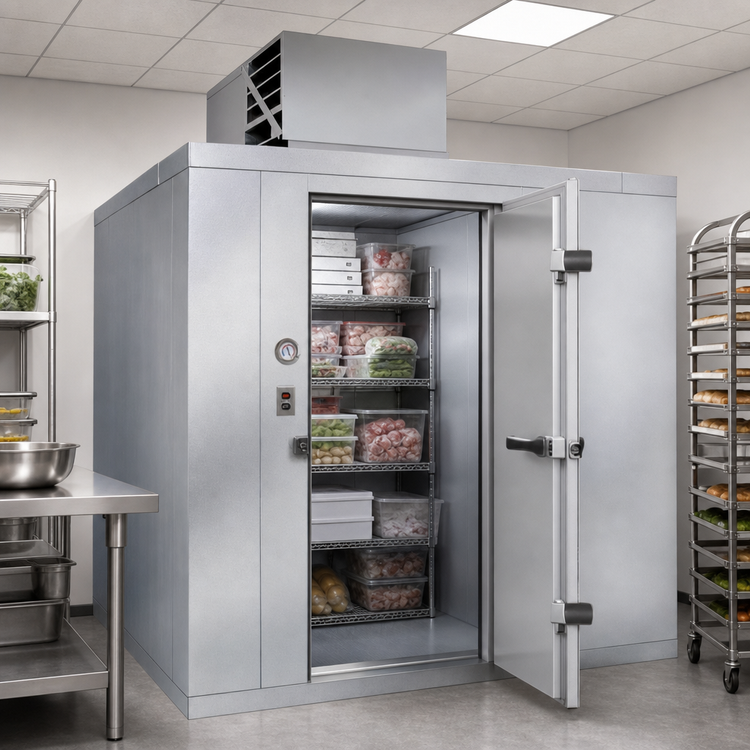 Product image #4 for Kolpak Polar-Pak Indoor Walk-In Freezer with Floor and Top-Mounted Self-Contained Refrigeration, 6' x 12' x 7' 6.25"