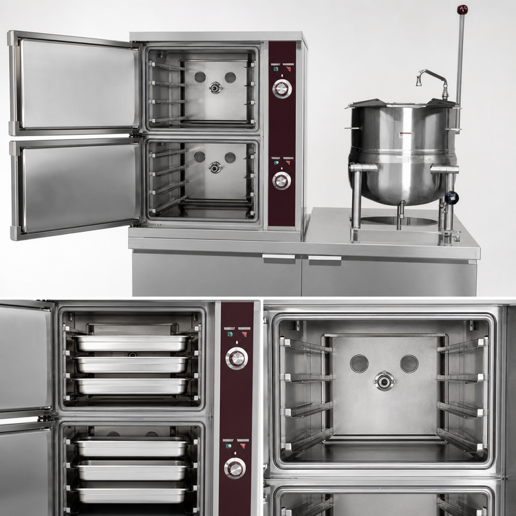 Product image #4 for Crown DCX-2-10 Two Compartment Direct Steam Convection Steamer with 10 Gallon Kettle