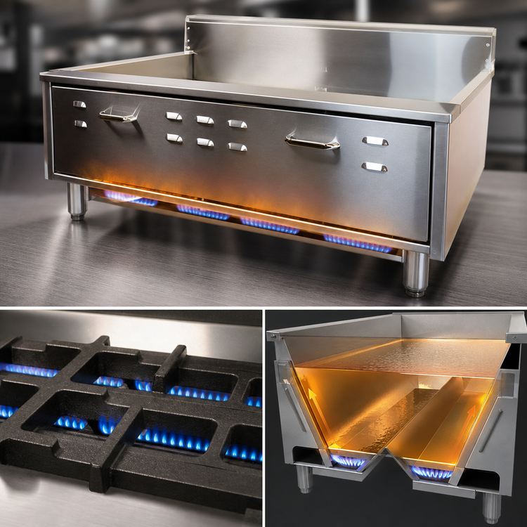 Product image #4 for Comstock-Castle 41-Inch Flat Bottom Countertop Gas Funnel Cake Fryer, 38-48 lb. Fat Capacity, 100,000 BTU