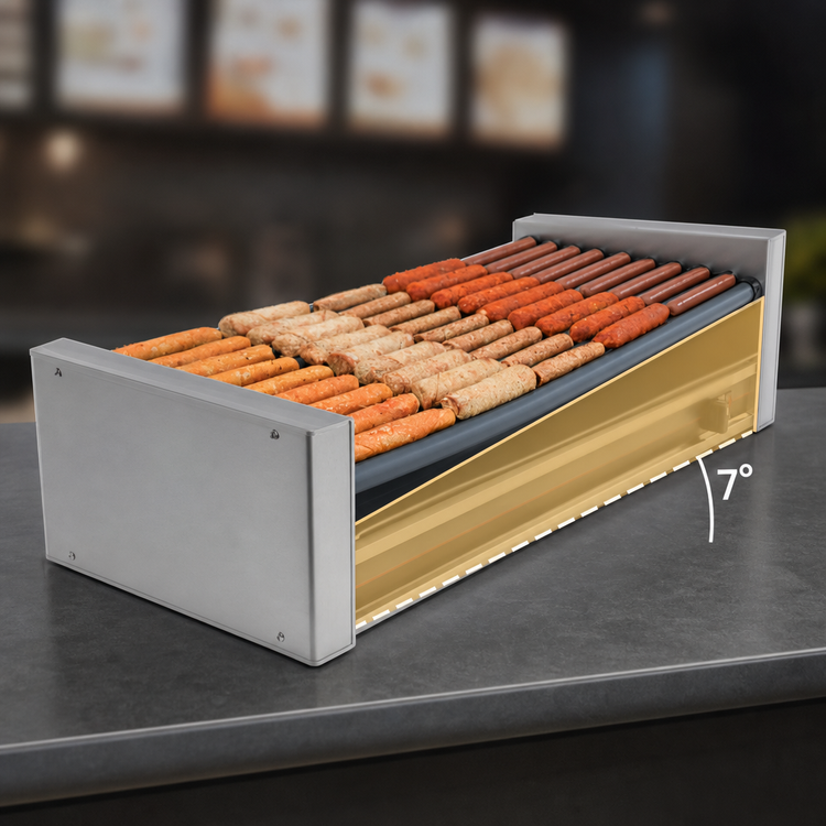 Product image #4 for Roll-A-Grill 33-Hot-Dog Slanted GripsIt Hot Dog Roller Grill, 230V