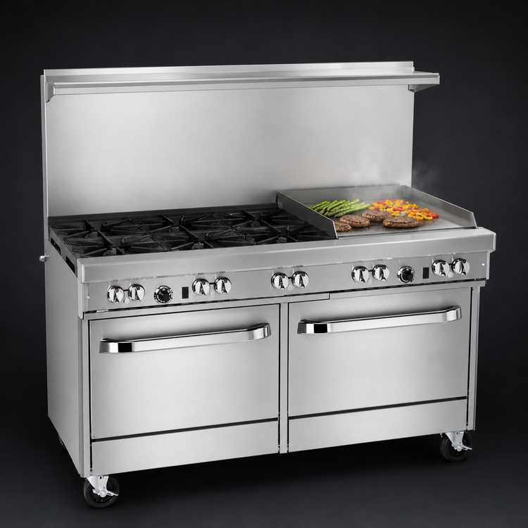 Product image #4 for Southbend Ultimate 60-Inch Gas Restaurant Range with 6 Burners, 24-Inch Griddle/Broiler and 2 Convection Ovens