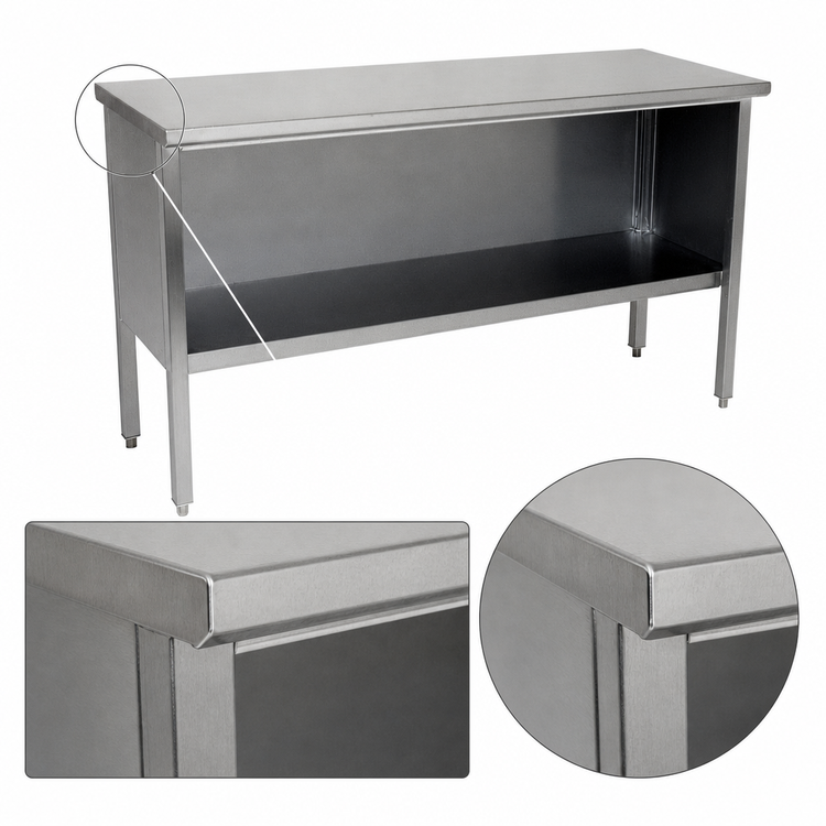 Product image #4 for John Boos Open Front Cabinet Base Stainless Steel Work Table, 120 x 24 Inch, 14-Gauge Flat Top