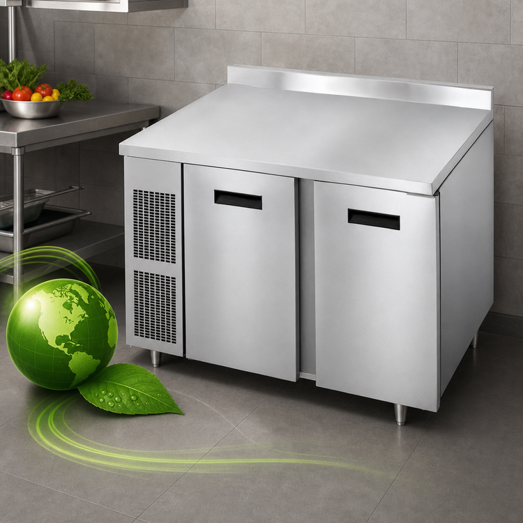 Product image #4 for Randell 48-Inch 2-Section Worktop Freezer with Stainless Steel Top, 3-Inch Backsplash, and Side-Mounted Self-Contained R290 Refrigeration
