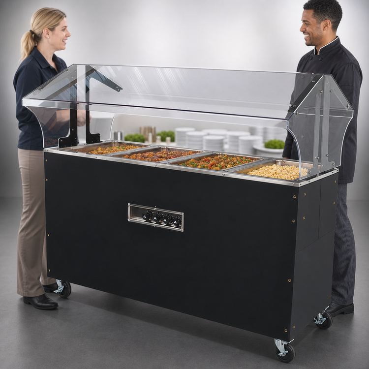 Product image #4 for Portable Electric Hot Food Buffet Table with 4 Stainless Steel Wells and Double-Sided Sneeze Guard