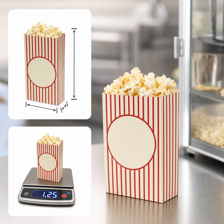 Product image #4 for Benchmark Closed-Top Popcorn Box, 1.25 oz, 4.75 x 2 x 7.5 Inches, 500/Case