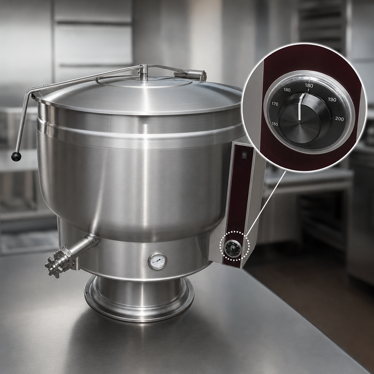 Product image #4 for Crown EP-20F 20 Gallon Electric Full Jacketed Stationary Steam Kettle with Pedestal Base