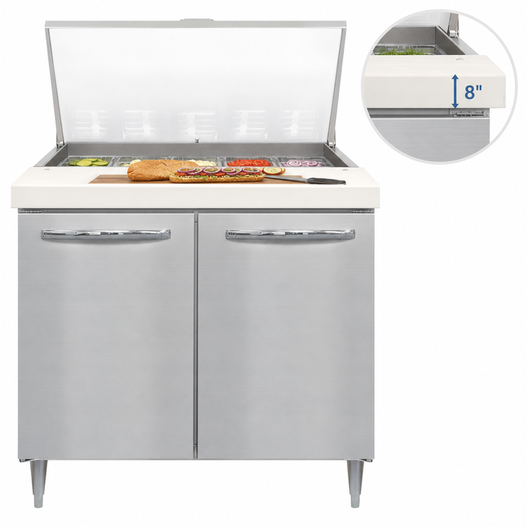 Product image #4 for Continental Refrigerator Designer Line D36N15M 36" Two-Section Mighty Top Refrigerated Sandwich Prep Table