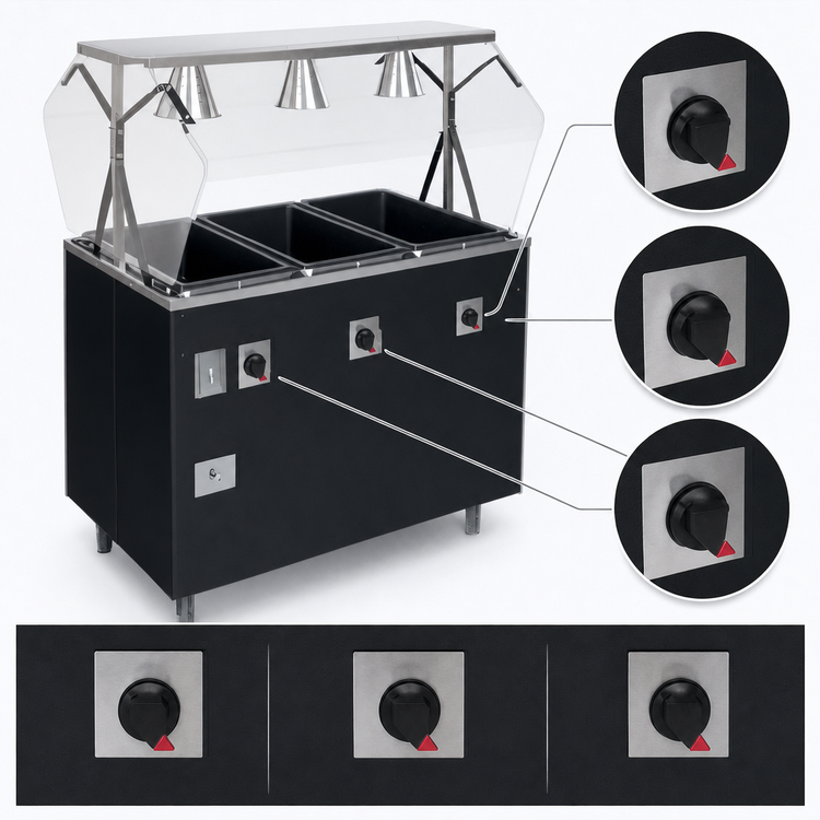 Product image #4 for Vollrath 2-Series Affordable Portable Deluxe 4-Well Mobile Hot Food Station with Lighted Breath Guard