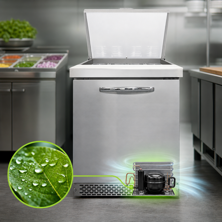Product image #4 for Continental Mighty Top 27-1/2-Inch Front-Breathing Sandwich Prep Refrigerator with Solid Door, 12-Pan, 7.4 Cu. Ft.