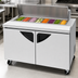 Thumbnail image #4 for Turbo Air Super Deluxe 60-1/4 Inch Two-Section Sandwich/Salad Prep Table Refrigerator with 8-Pan Top and 2 Solid Doors