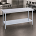 Thumbnail image #4 for Duke 108-Inch x 36-Inch Stainless Steel Work Table, Flat Top, No Backsplash, with Galvanized Undershelf