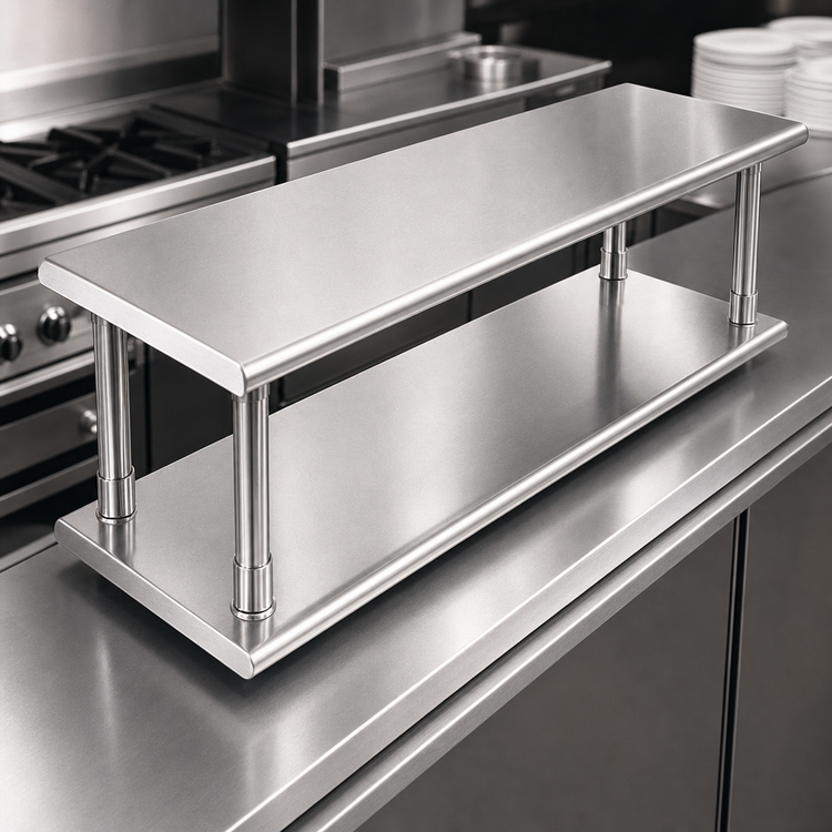 Product image #4 for 84-Inch x 18-Inch Stainless Steel Pass-Thru Shelf with Overshelf