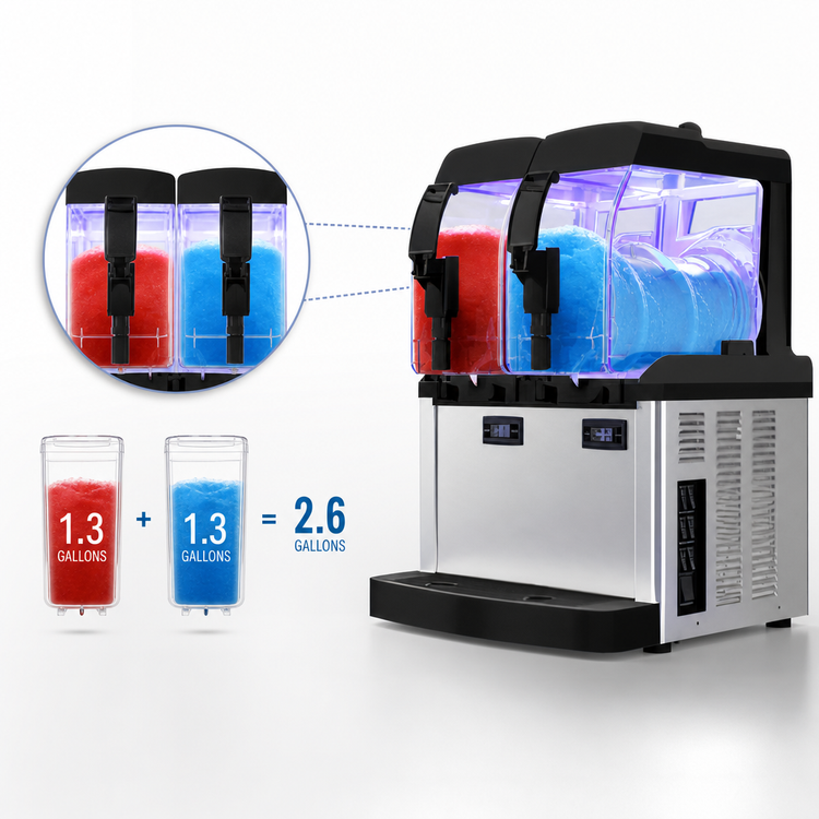 Product image #4 for Crathco SP 2 LED UV 2-Bowl Countertop Frozen Granita and Cold Cream Dispenser