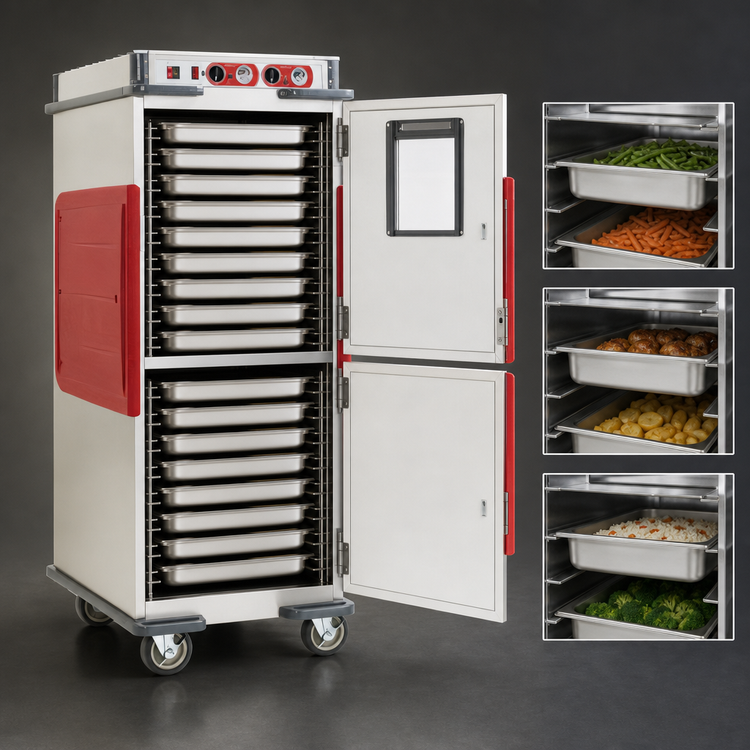 Product image #4 for Metro C5 Transport Armour Mobile Full-Height Dual Cavity Heated Holding Cabinet with Dutch Split Doors, 32-Pan Capacity