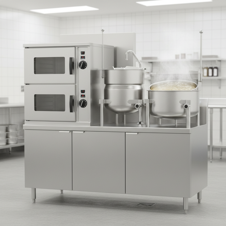 Product image #3 for Crown GCX-10-6-10 Gas Double Compartment Convection Steamer with Dual Kettles
