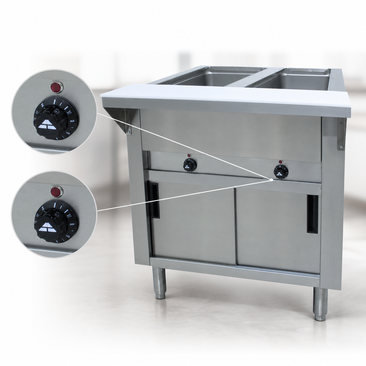 Product image #4 for Advance Tabco Triumph Supreme Electric Hot Food Table with 2 Open Wells and Enclosed Stainless Steel Base
