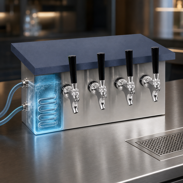 Product image #4 for Glastender Underbar Glycol-Cooled 5-Faucet Draft Dispensing Tower, Stainless Steel