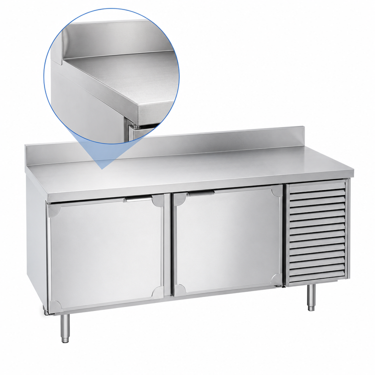 Product image #4 for La Rosa Refrigeration 74-Inch Three-Section Worktop Freezer Base with Doors, Self-Contained Side-Mounted Refrigeration
