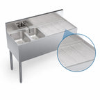 Thumbnail image #4 for Krowne Royal Series KR19-42L Two-Compartment Stainless Steel Underbar Sink, 48 x 19 Inch, Right 24-Inch Drainboard, Faucet