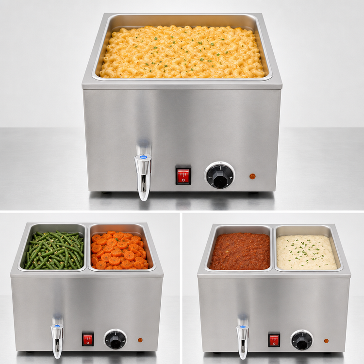 Product image #4 for Electric Countertop Wet Food Warmer, Stainless Steel, Thermostatic Controls, 1 Full-Size or 2 Half-Size Pan Capacity