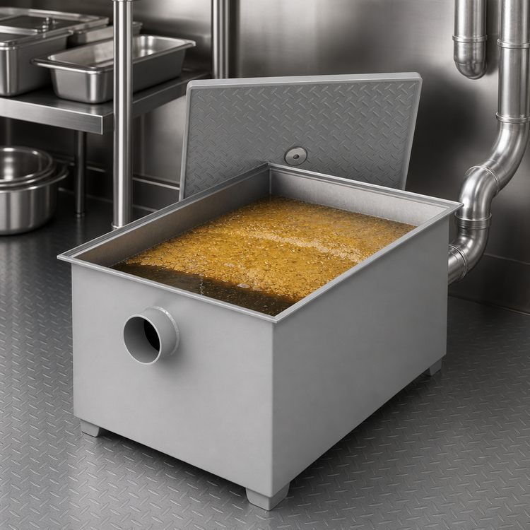 Product image #4 for Klinger's Trading GT-70 Commercial Grease Interceptor, 70 lb. Capacity, 35 GPM, 3-1/2 Inch Inlet and Outlet