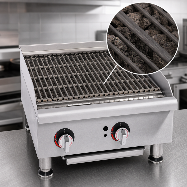Product image #4 for APW Wyott Workline GCRB-24S Countertop Gas CharRock Broiler, 24 Inch, 60,000 BTU