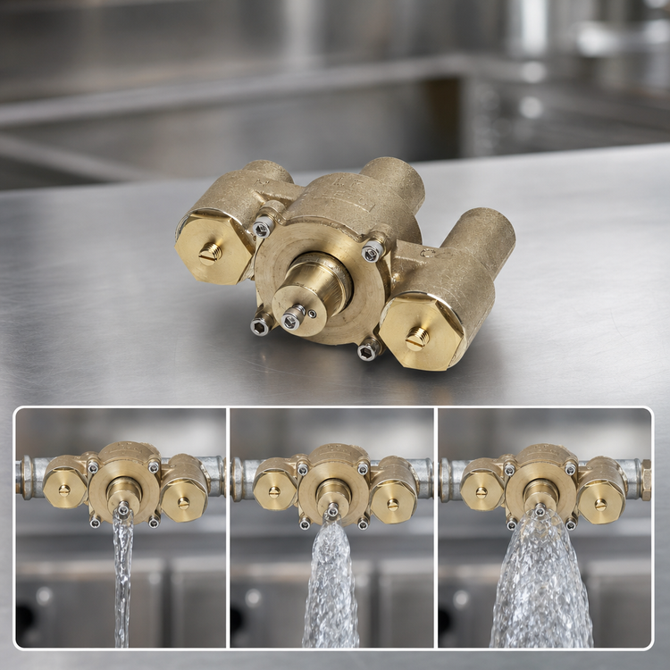 Product image #4 for T&S Brass Thermostatic Mixing Valve, 2 to 7 GPM, 1/2 Inch NPT Inlets, 3/4 Inch NPT Outlet