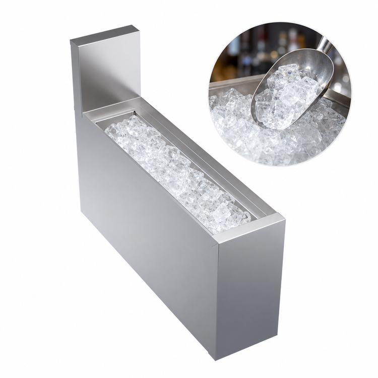 Product image #4 for Krowne Royal Series 6-Inch Wide x 24-Inch Deep Insulated Underbar Bottle Storage and Ice Bin, 24-Lb Capacity
