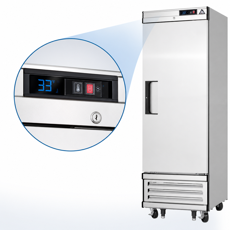 Product image #4 for Everest Refrigeration EBR1 27-Inch Wide One-Section Reach-In Refrigerator, 21.0 Cu. Ft., Bottom-Mounted Self-Contained, Solid Self-Closing Door