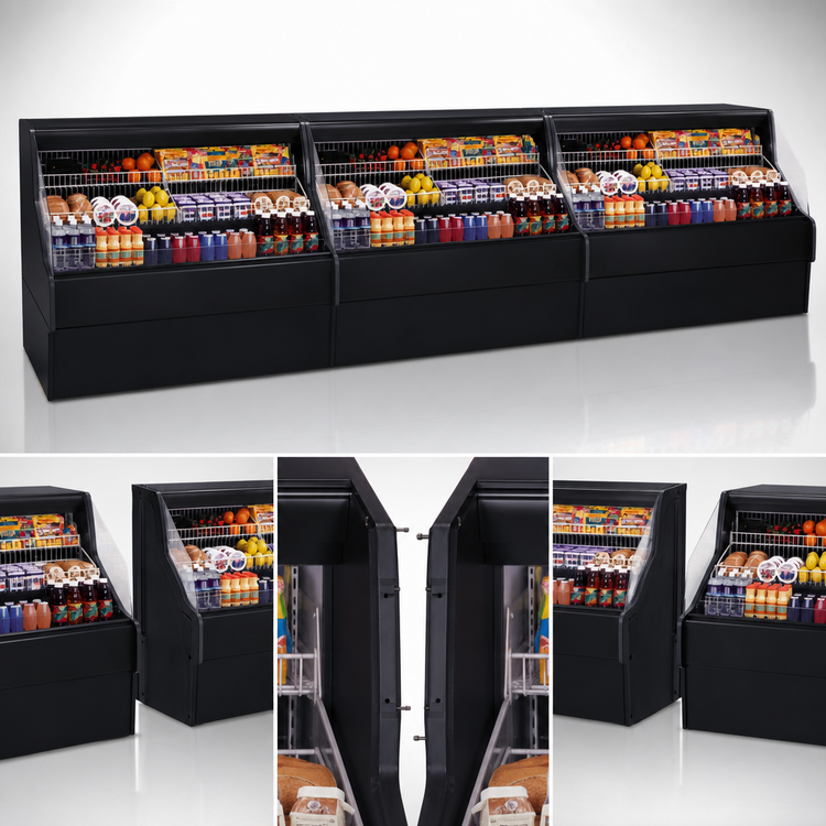 Product image #4 for Howard-McCray Ovation Series 75-Inch Wide Curved Remote Open Merchandiser, Black