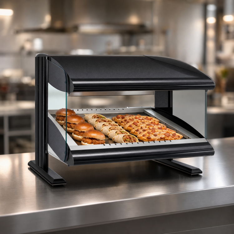 Product image #4 for Hatco Spot On Countertop Slant Heated Zone Merchandiser Warmer, Single Shelf, 4 Zones, 120V