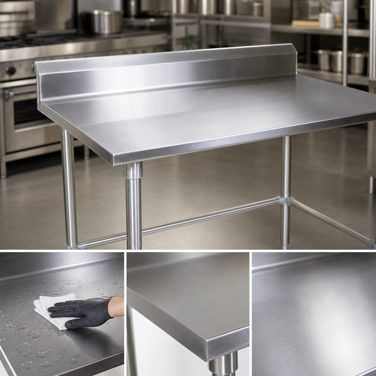Product image #4 for John Boos Stallion 108-Inch x 24-Inch Stainless Steel Work Table with 5-Inch Backsplash and Galvanized Base