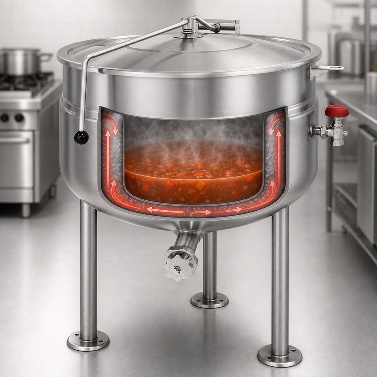 Product image #4 for Cleveland Range 125-Gallon Direct Steam Full-Jacket Steam Kettle with Tri-Leg Base