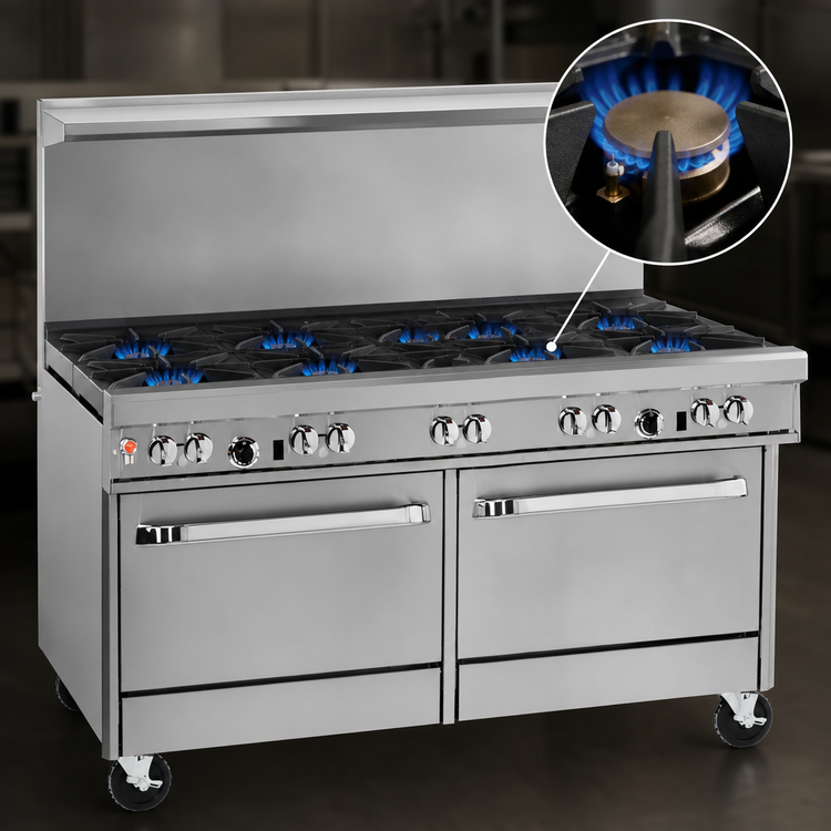 Product image #4 for Southbend Ultimate 60-Inch Gas Restaurant Range with 8 Burners, Convection Oven, and Cabinet Base