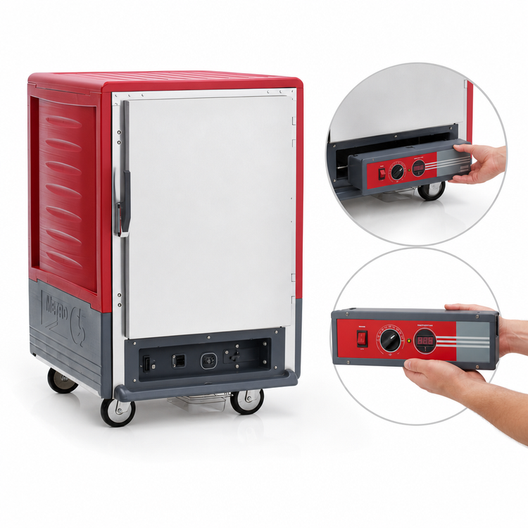 Product image #4 for Metro C5 3 Series Half-Height Mobile Heated Holding Cabinet with Red Insulation Armour, Solid Door, Universal Wire Slides