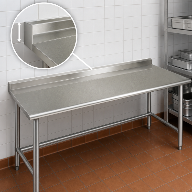 Product image #4 for Deluxe Series Stainless Steel Work Table with Rear Up-Turn, 108 x 36 Inches
