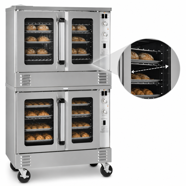 Product image #4 for Southbend Platinum Double Deck Bakery Depth Electric Convection Oven, 11 kW Per Deck, Standard Controls, Independent Doors, Ventless