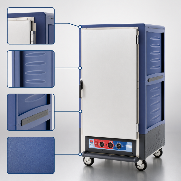Product image #4 for Metro C5 3 Series Moisture Heated Holding & Proofing Cabinet, 3/4 Height, Blue Insulation Armour, Mobile, 27 Pan Capacity