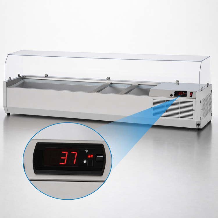 Product image #5 for Turbo Air E-Line Countertop Salad Prep Table with Clear Hood, 48-3/8 Inch, 5 GN 1/4 Pan Capacity