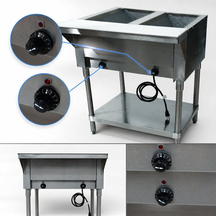 Product image #4 for Advance Tabco Triumph Supreme 2-Well Electric Open Well Hot Food Table with Undershelf and Cutting Board, 208/240V